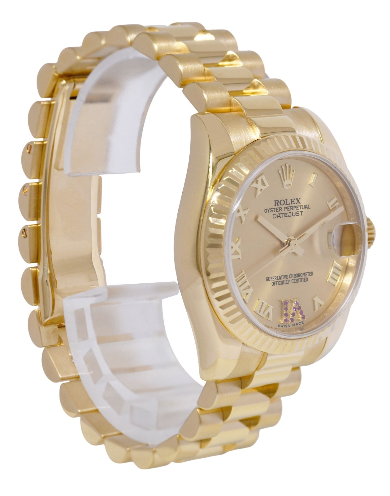 Rolex Datejust President 18k Yellow Gold Ruby VI Ladies 31mm Watch +Card 178278