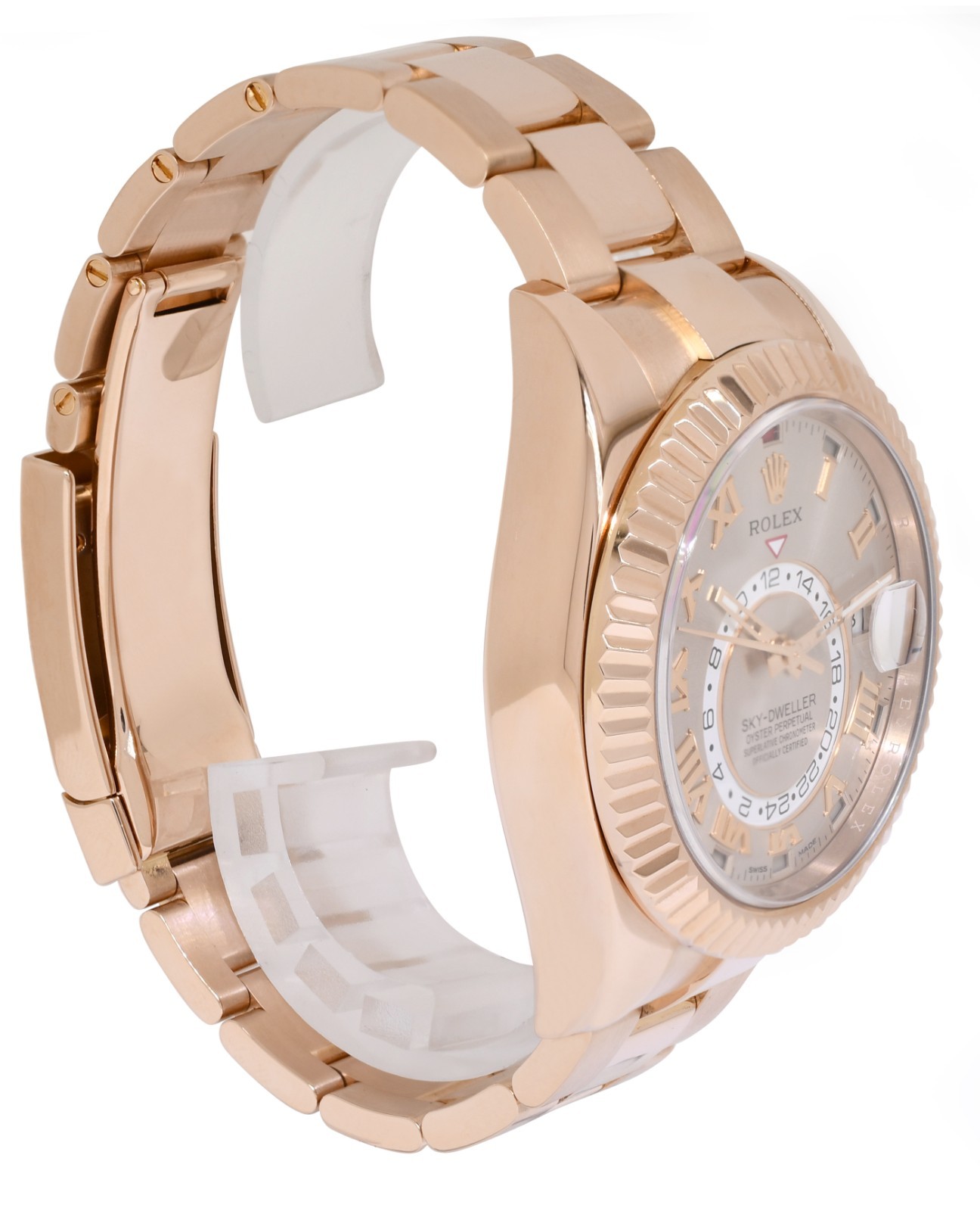 Rolex Sky-Dweller 18k Everose Gold Sundust Roman Dial 42mm Watch B/P '15 326935
