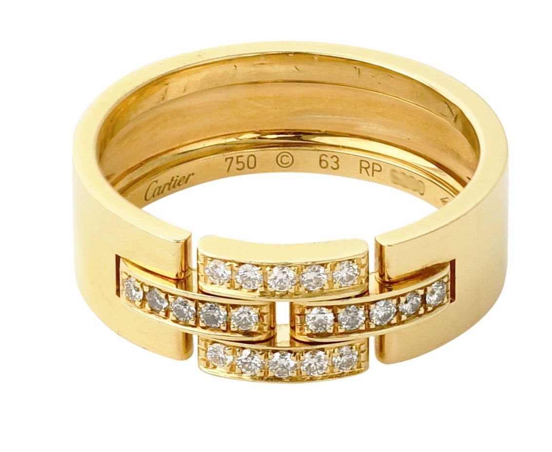 Cartier Maillon Panthere Ring Diamond 18k Yellow Gold Band Size 63 +Box B4081163