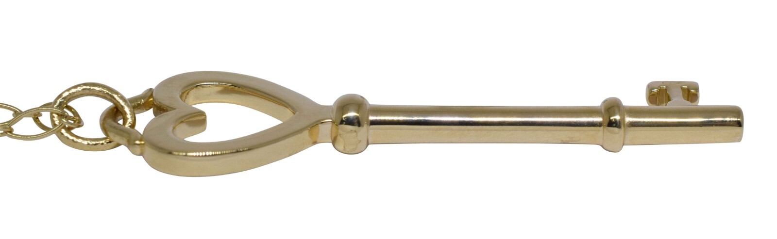 Tiffany & Co. Heart Key 18k Yellow Gold Pendant Long Chain Necklace 31"