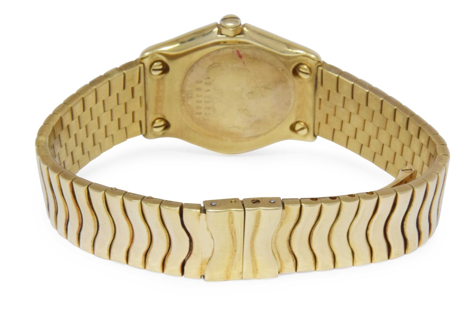 Ebel 1911 18k Gold Watch Sportwave Bracelet Black Dial Quartz Watch B/B 11126102