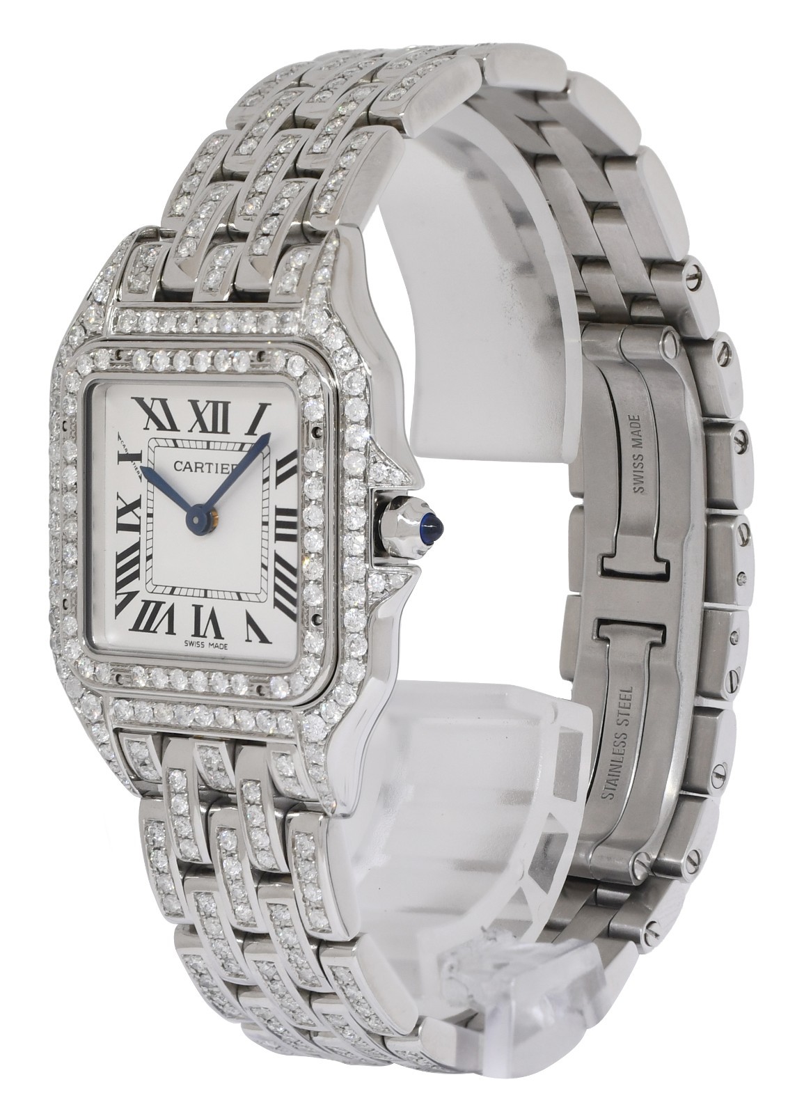 Cartier Panthere Medium Steel & Pave Diamond Quartz Watch WSPN0007 +CARD 4016