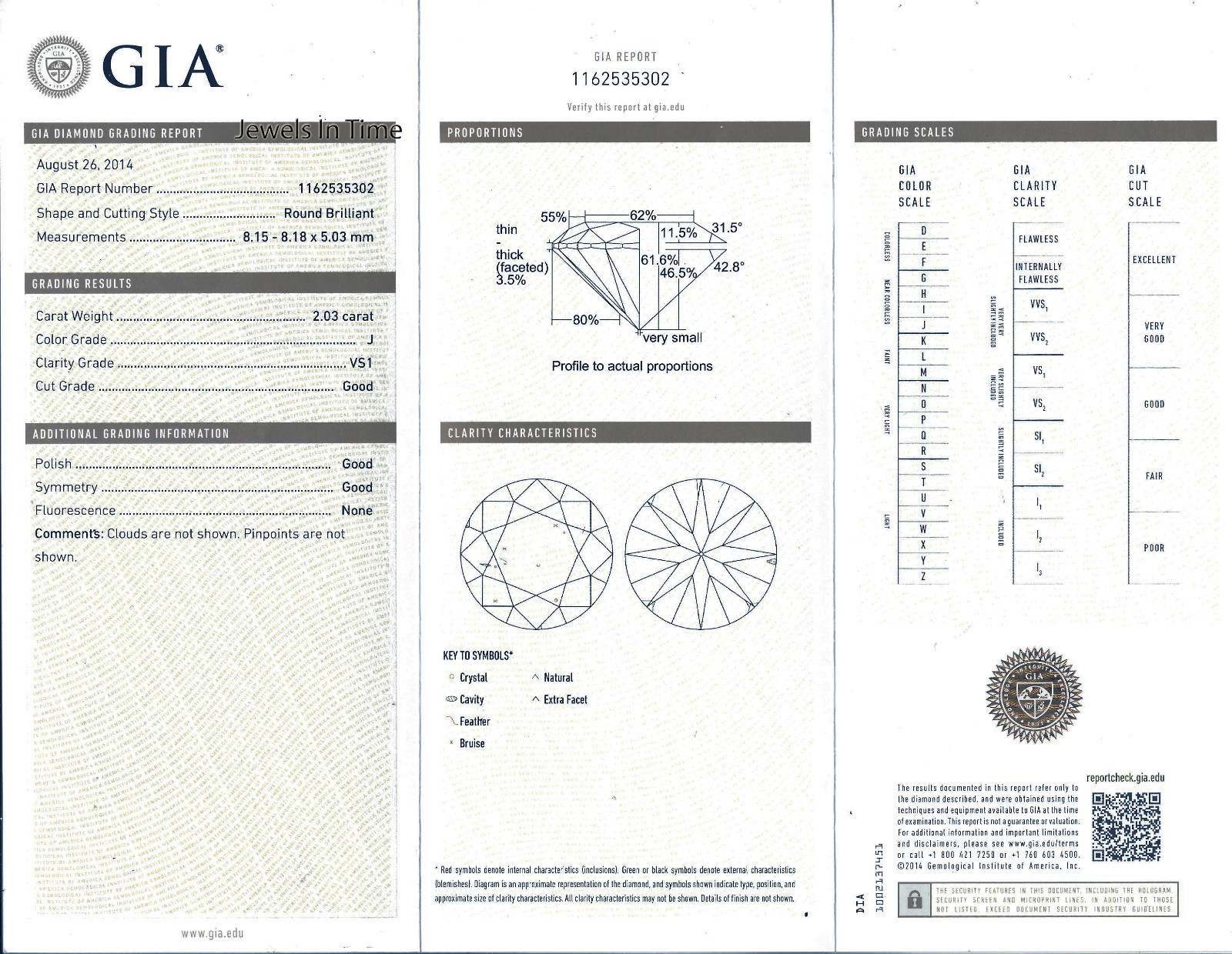 2.03 Carat Round Brilliant Diamond Ring 18k White Gold GIA Certificate Size 5.5
