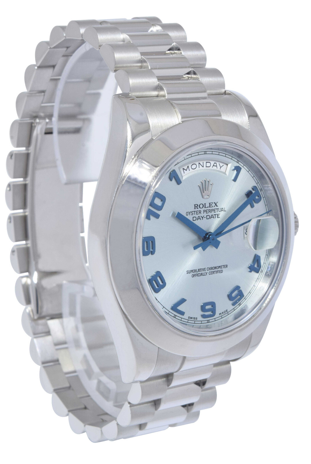 Rolex Day-Date II President Platinum Ice Blue Arabic 41mm Watch B/P  V 218206