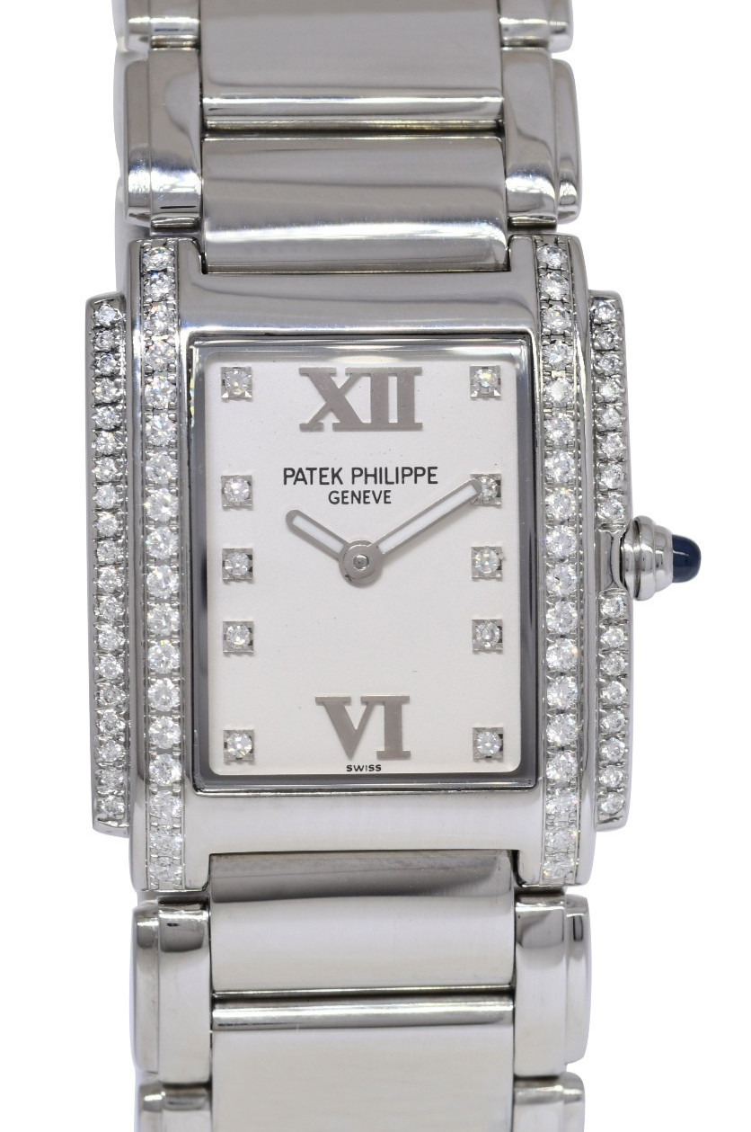 Patek Philippe Twenty~4 Steel & Double Row Diamond Timeless White Watch 24 4910
