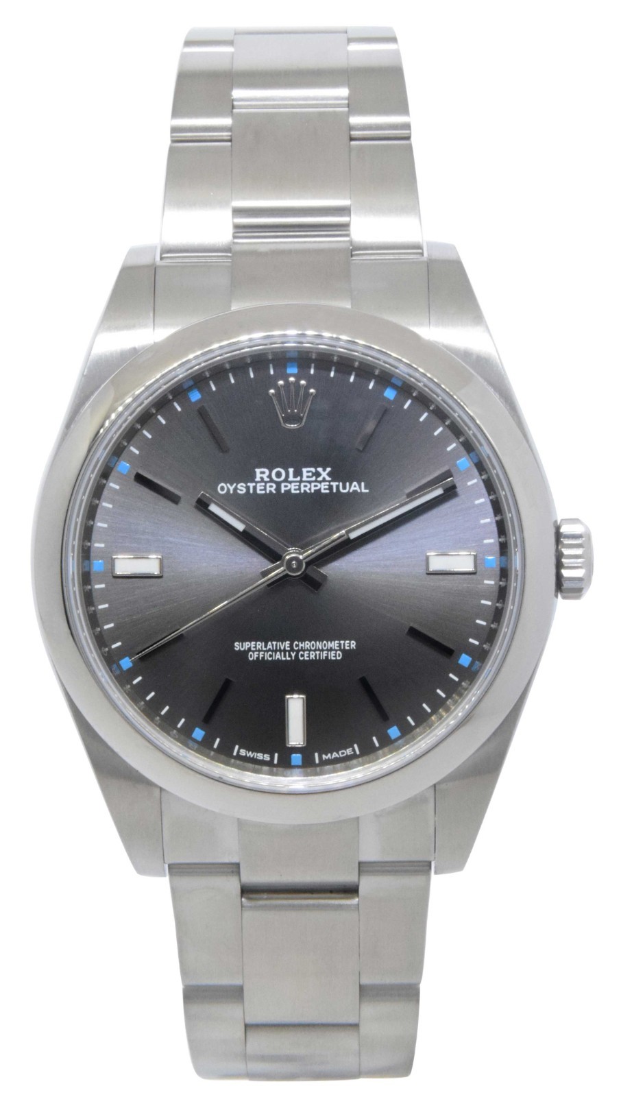 Rolex Oyster Perpetual 39 Steel Rhodium Dial Mens Watch Box/Papers '19 114300