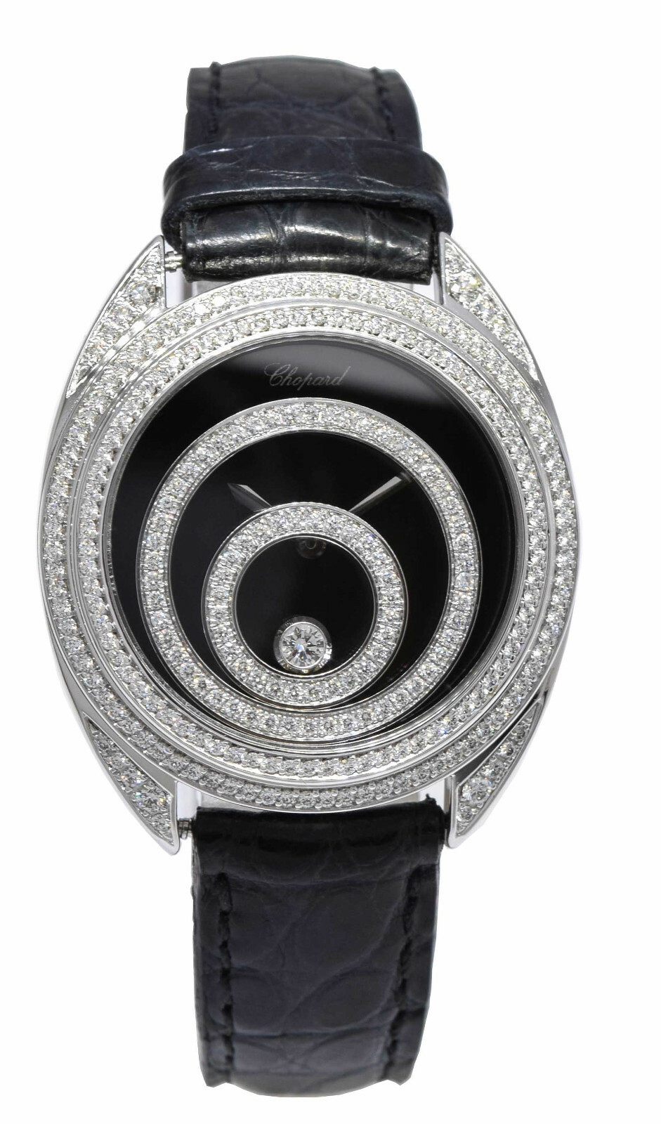 Chopard Happy Spirit 18K WG Black Dial w/ Diamond Ladies 32mm Watch 20/7061-20