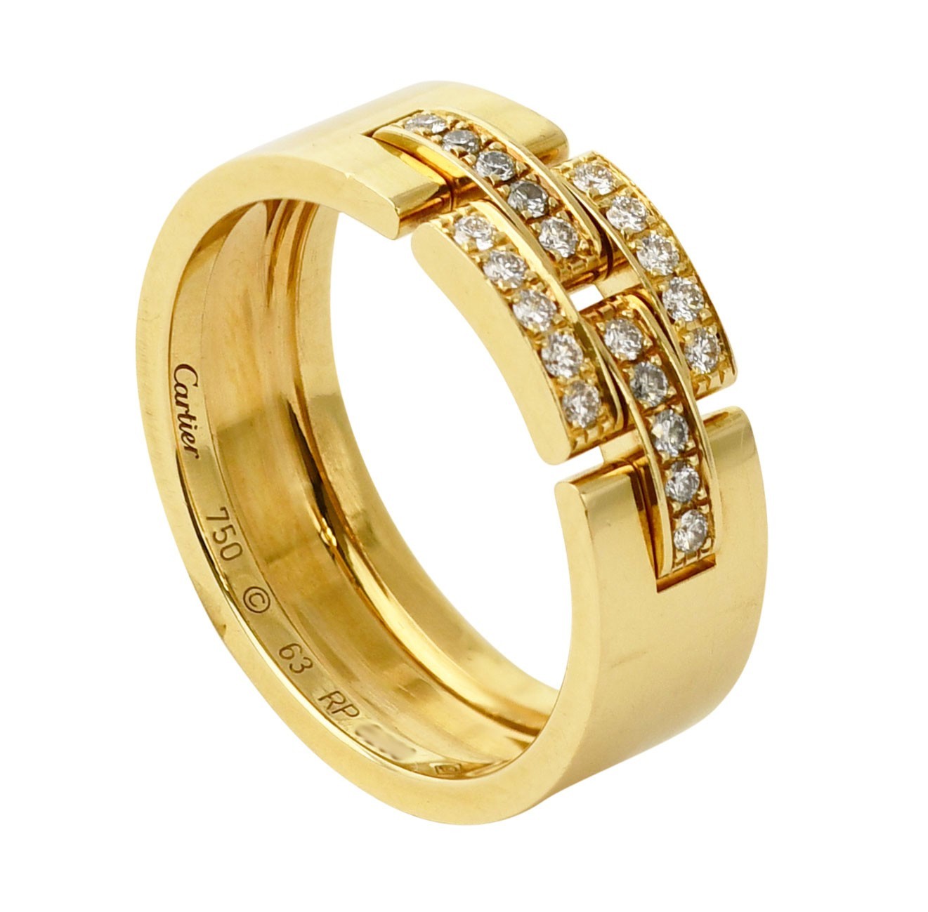 Cartier Maillon Panthere Ring Diamond 18k Yellow Gold Band Size 63 +Box B4081163