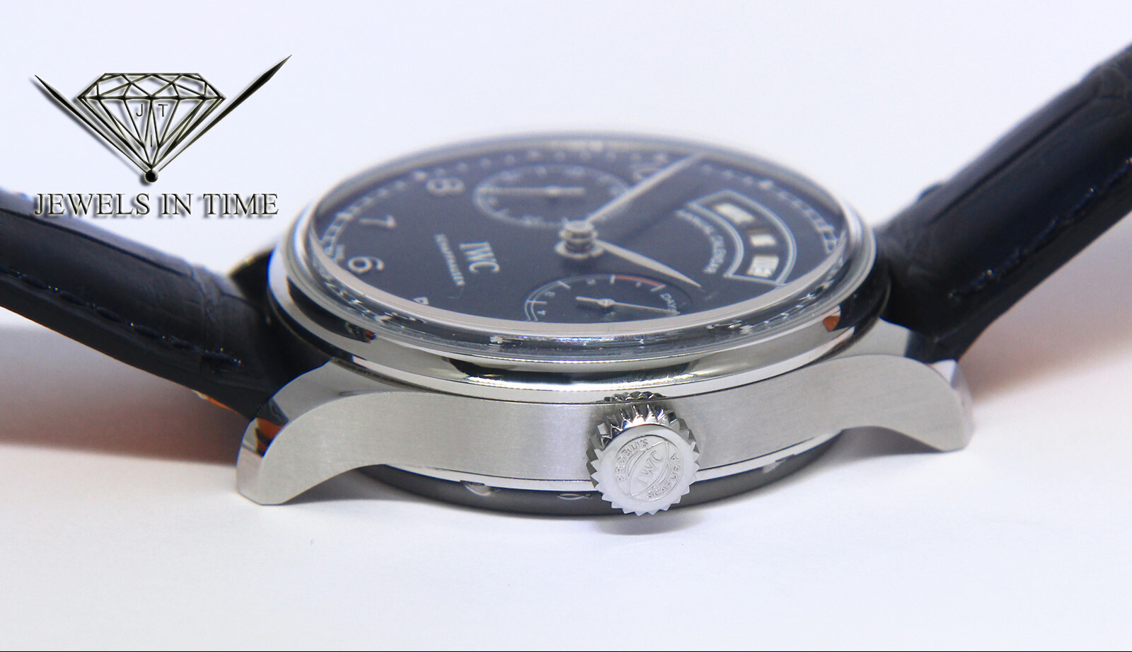 IWC Portugieser Annual Calendar 5035 Steel 7 Days Blue Mens 44mm Watch IW503502