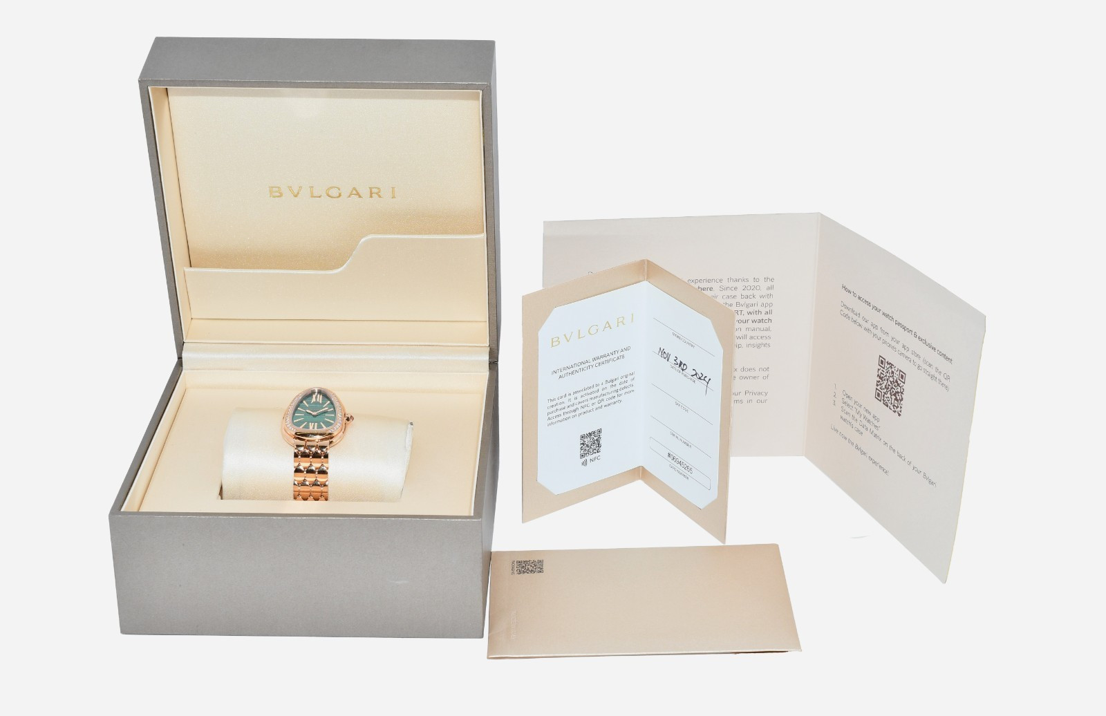 Bvlgari Serpenti Seduttori Rose Gold Diamond Malachite Dial Watch B/P '24 103944
