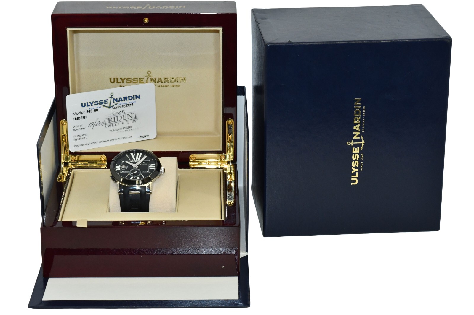 Ulysse Nardin Executive Dual Time Steel & Ceramic Mens 43mm Watch B/P 243-00