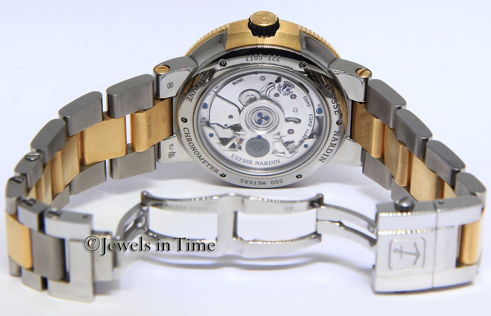 Ulysse Nardin Marine Chronometer 18k Rose Gold/Steel Mens 45mm Watch 1185-122