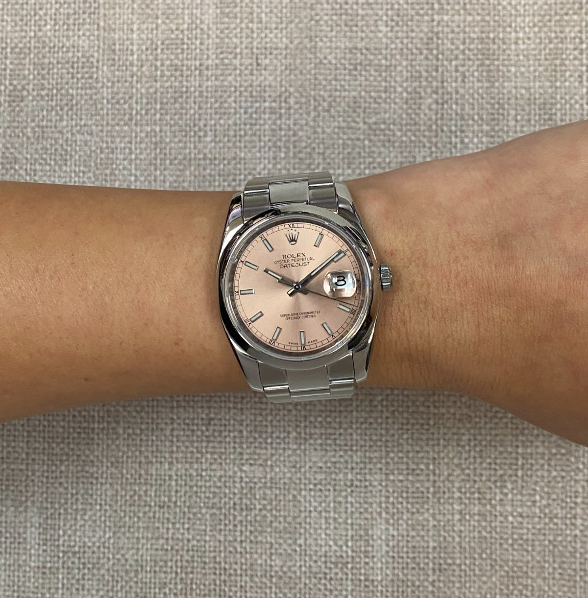 Rolex Datejust Steel Pink Dial Oyster Bracelet 36mm Watch Z 116200