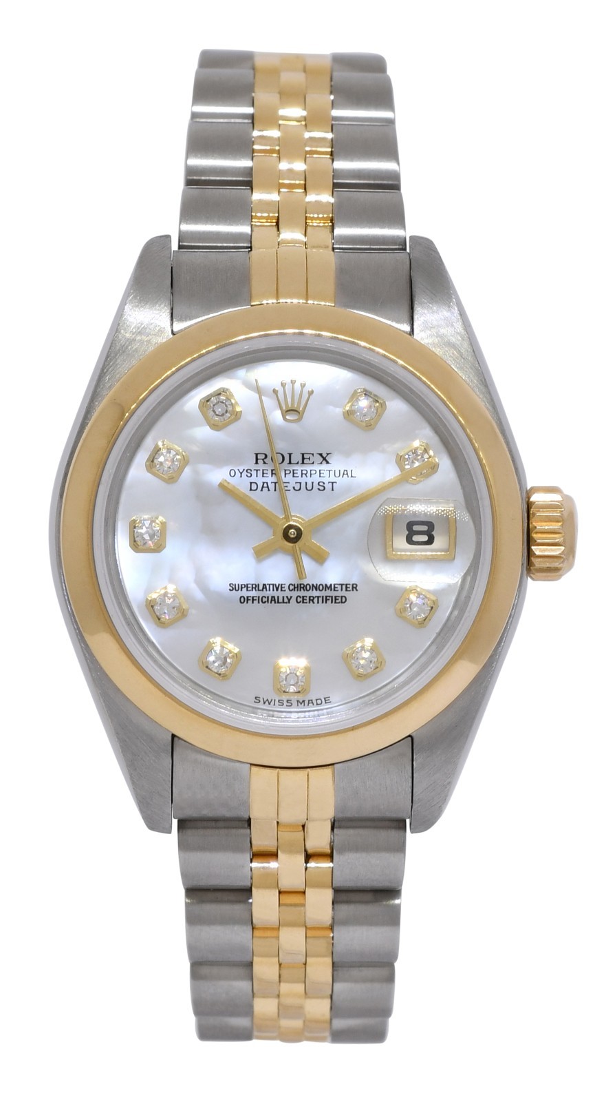 Rolex Datejust 18k Yellow Gold/Steel MOP Diamond Dial Ladies 26mm Watch F 79163