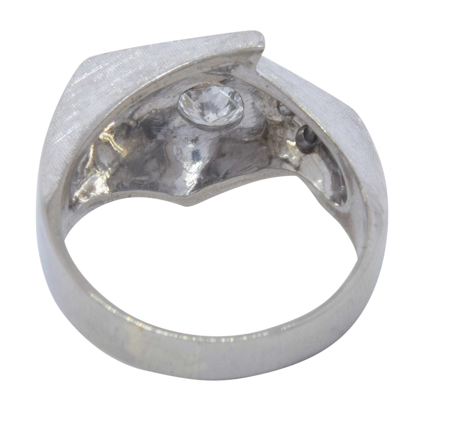Mens Abstract Ring 14k White Gold & Diamond 9.75