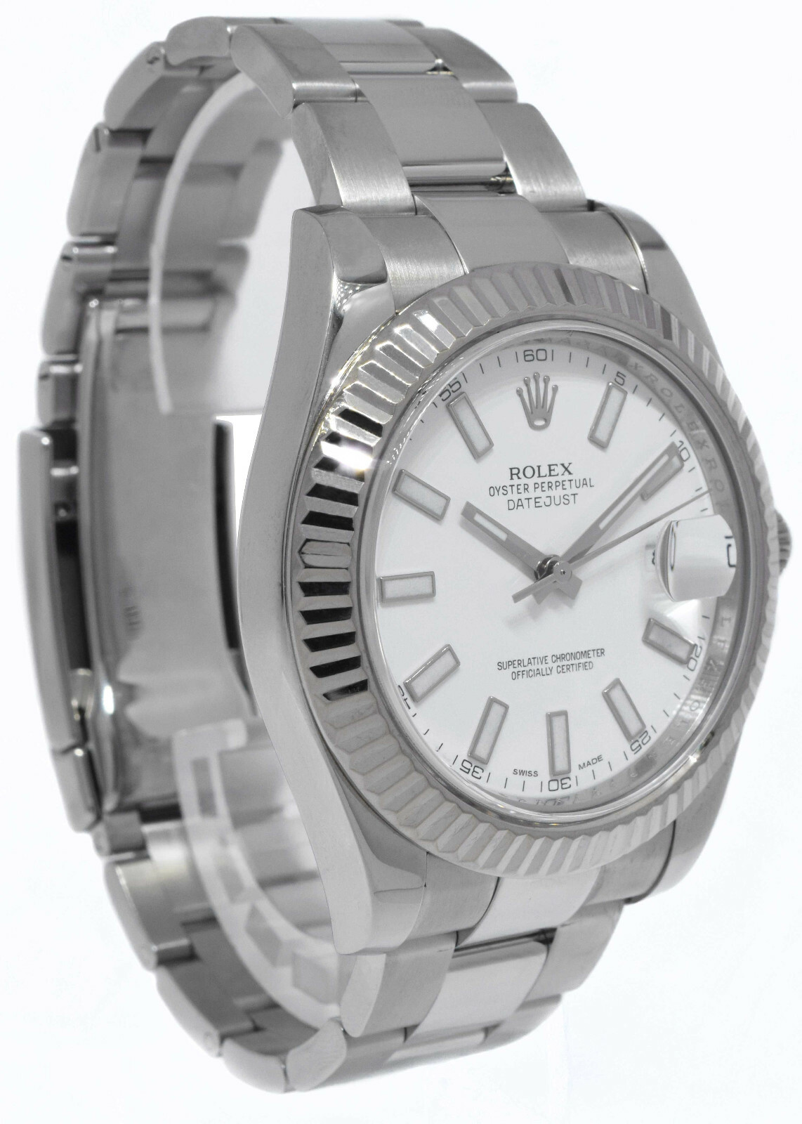 Rolex Datejust II Steel /18k Gold Bezel White Dial Mens 41mm Watch 116334