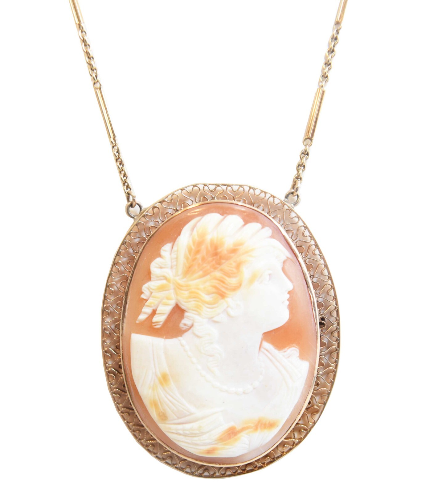 Ladies Cameo Necklace 14k & 10K Yellow Gold