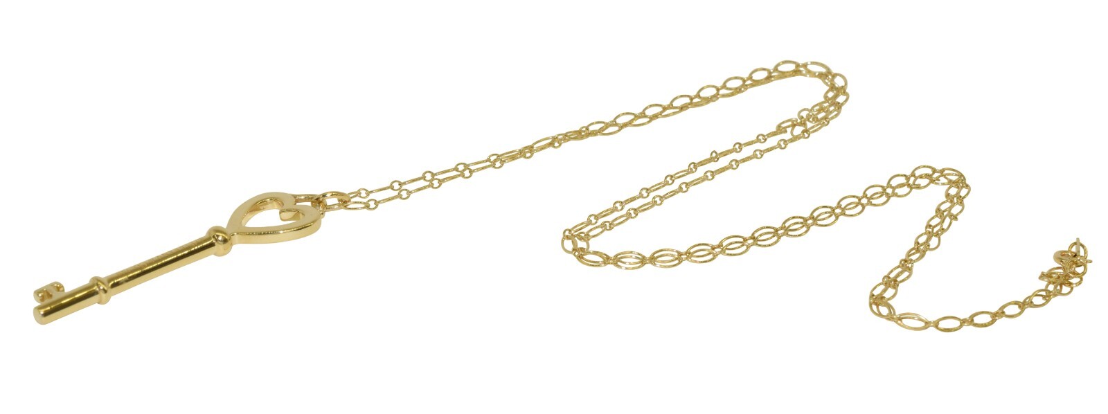 Tiffany & Co. Heart Key 18k Yellow Gold Pendant Long Chain Necklace 31"