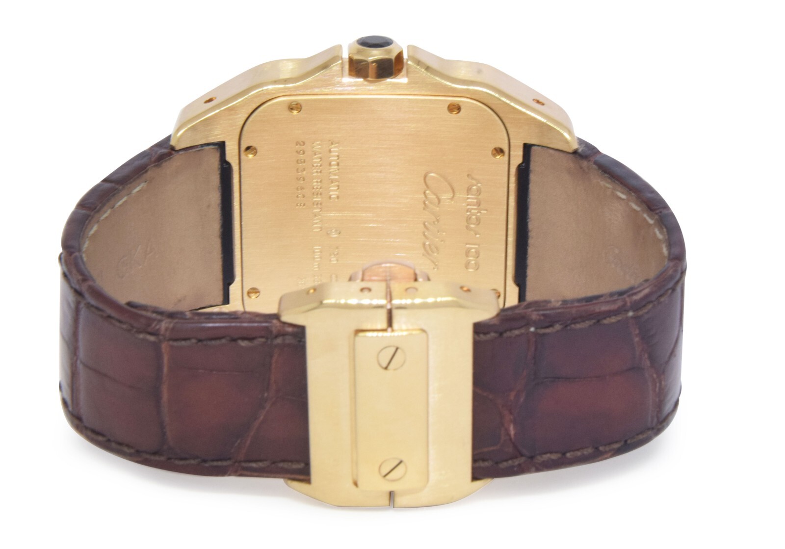 Cartier Santos 100 XL 18k Yellow Gold Mens Automatic Watch W20071Y1 2657