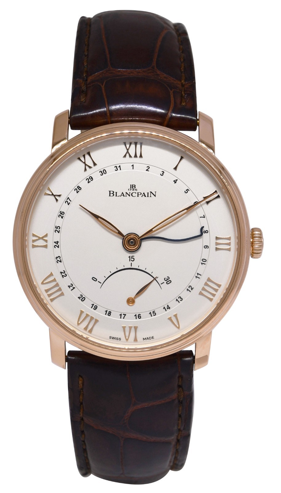 Blancpain Villeret Ultra Slim Rose Gold Retrograde Watch +Card 6653Q-3642-55B