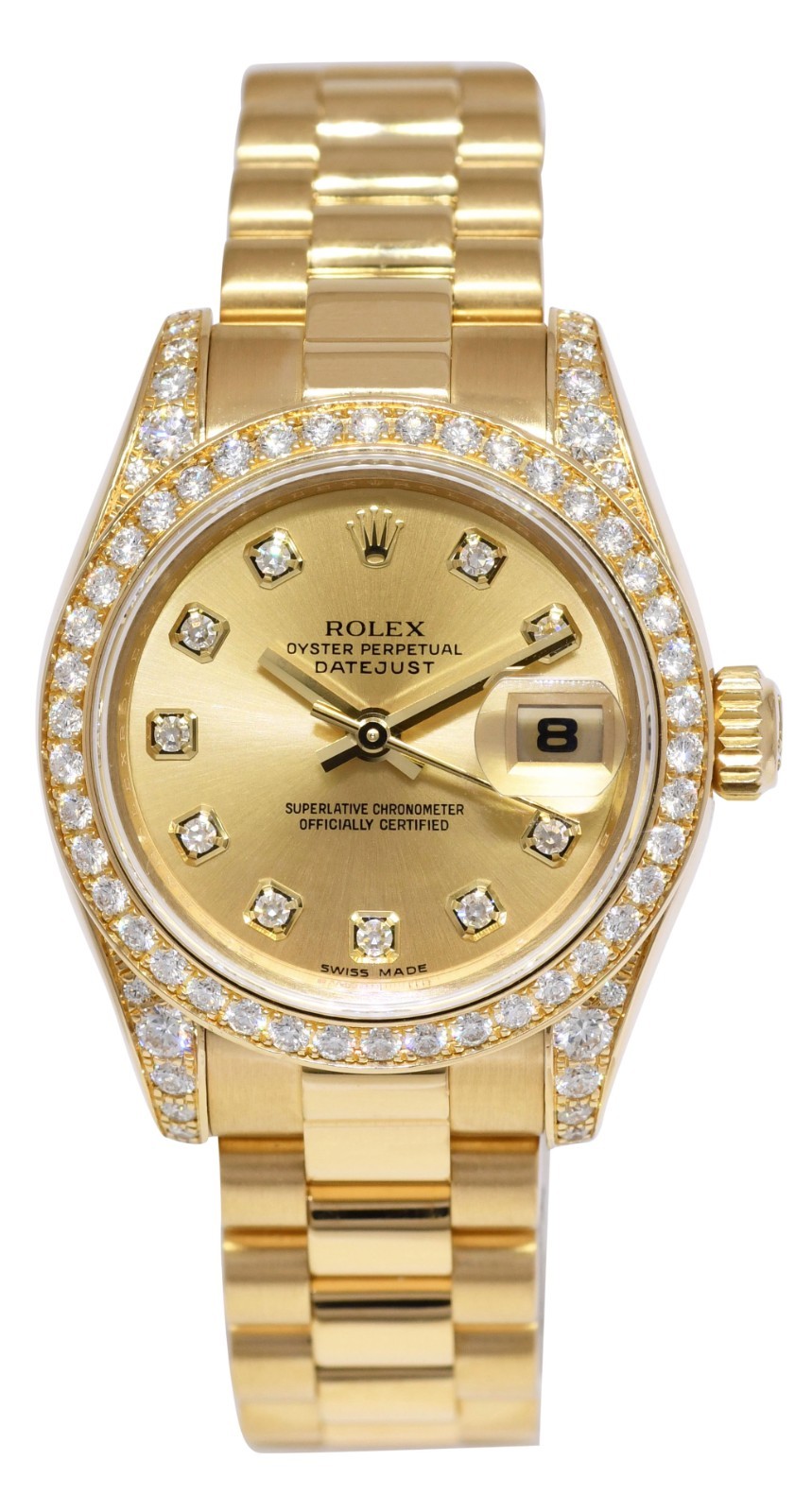 Rolex Datejust President 18k Yellow Gold Champagne Diamond 26mm Watch Z 179158