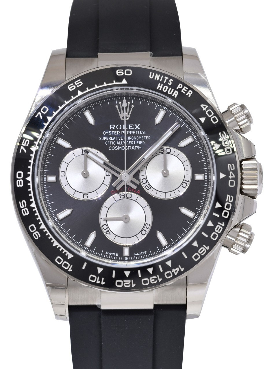 NEW Rolex Daytona 18k Whie Gold Black Dial Oysterflex 40mm Watch B/P '25 126519