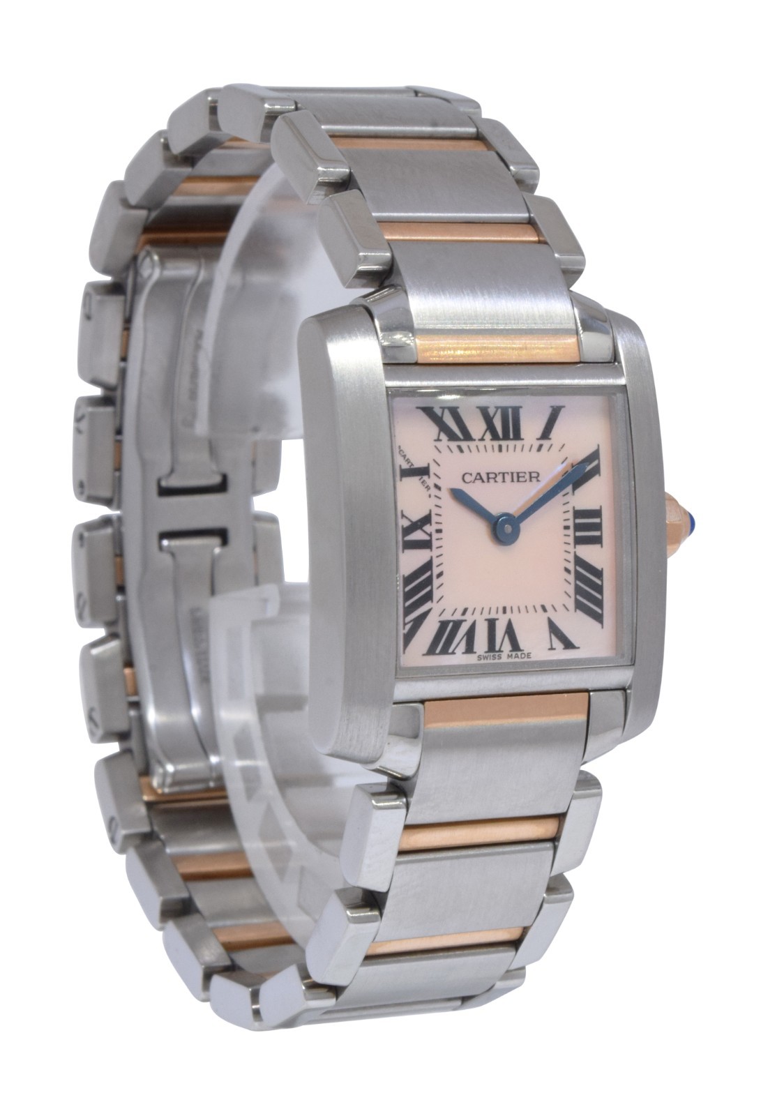 Cartier Tank Francaise Small 18k Rose Gold/Steel Pink MOP Dial Ladies Watch 2384
