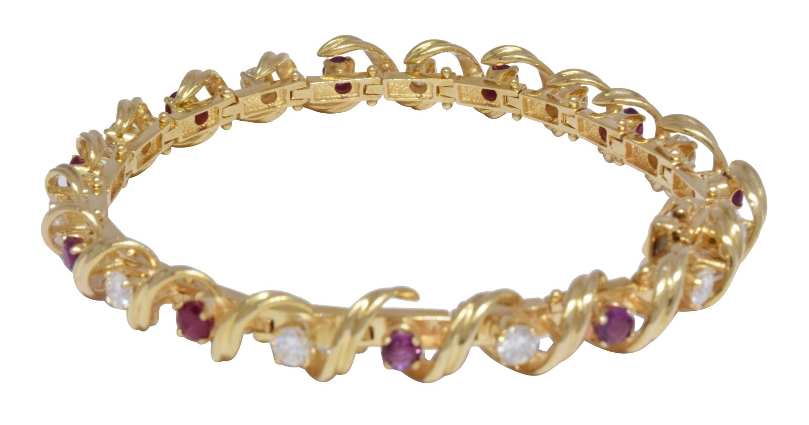 Tennis Bracelet 14k Yellow Gold with 2.20 CT Diamonds & 2.60 CT Rubies 7" Tennis Bracelet 14k Yellow Gold with 2.20 CT Diamonds & 2.60 CT Rubies 7"