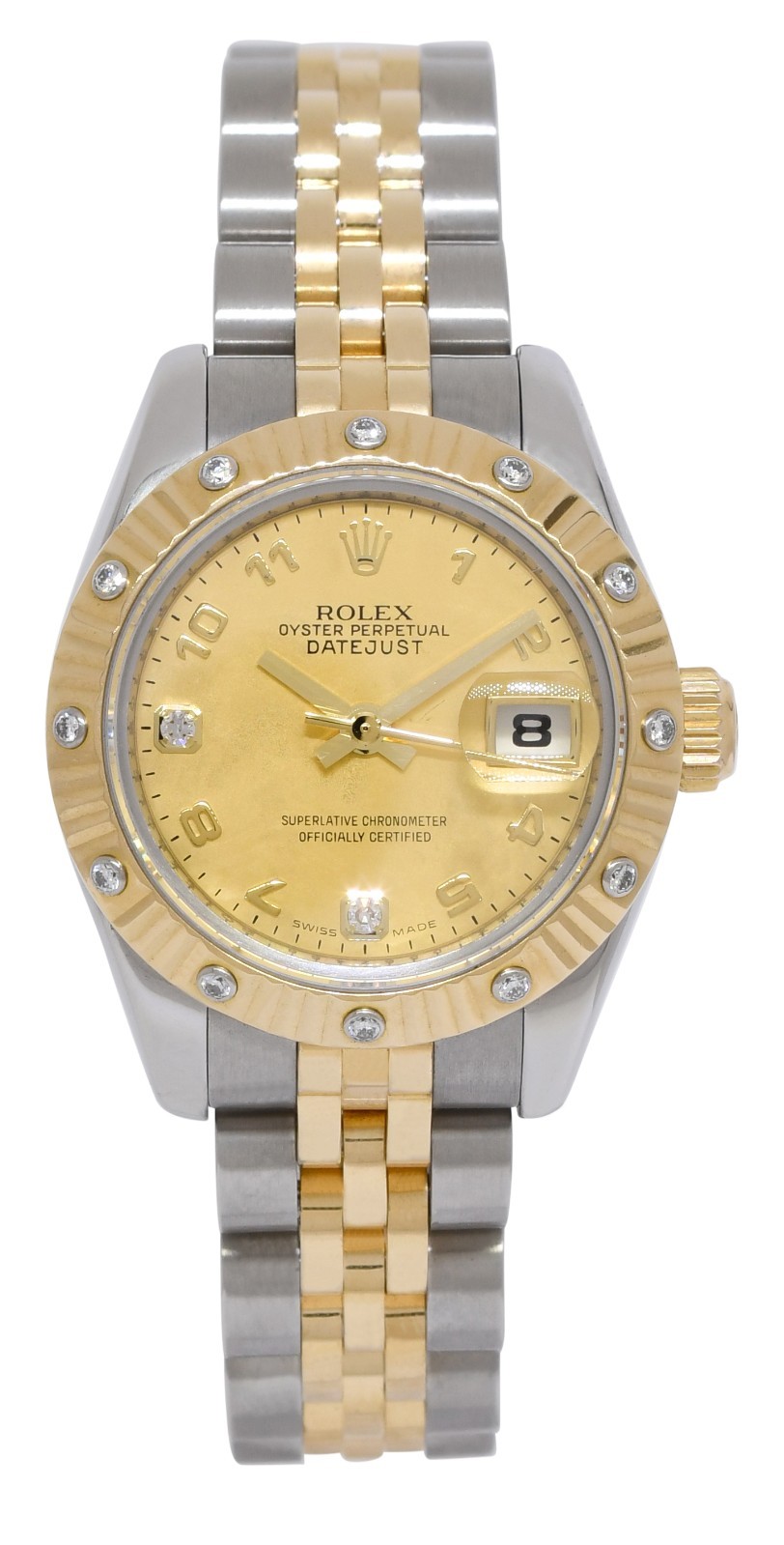 Rolex Datejust 18k Yellow Gold/Steel Diamond Dial/Bezel 26mm Watch D 179313