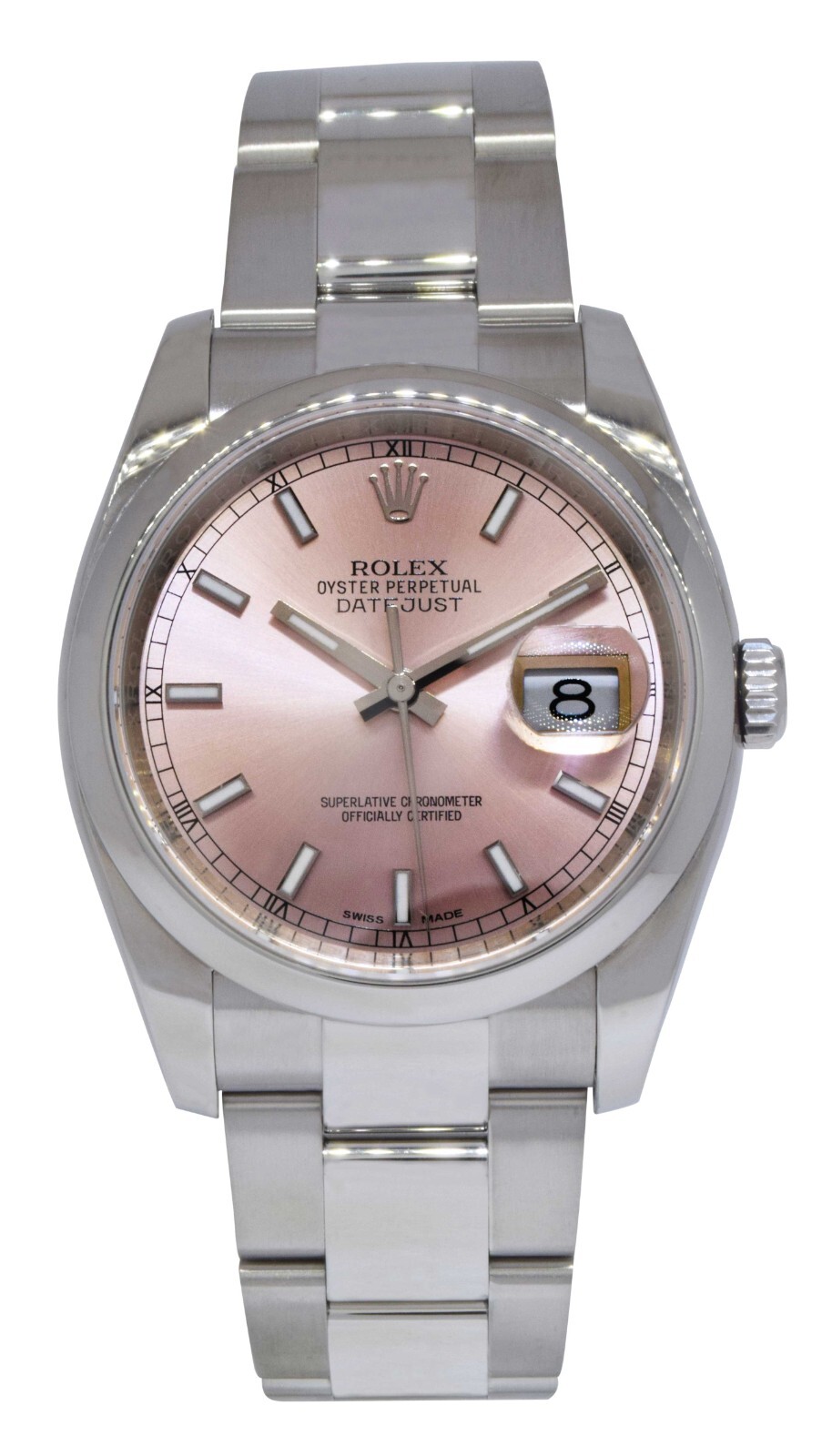 Rolex Datejust Steel Pink Dial Oyster Bracelet 36mm Watch '12+ 116200 Rolex Datejust Steel Pink Dial Oyster Bracelet 36mm Watch '12+ 116200