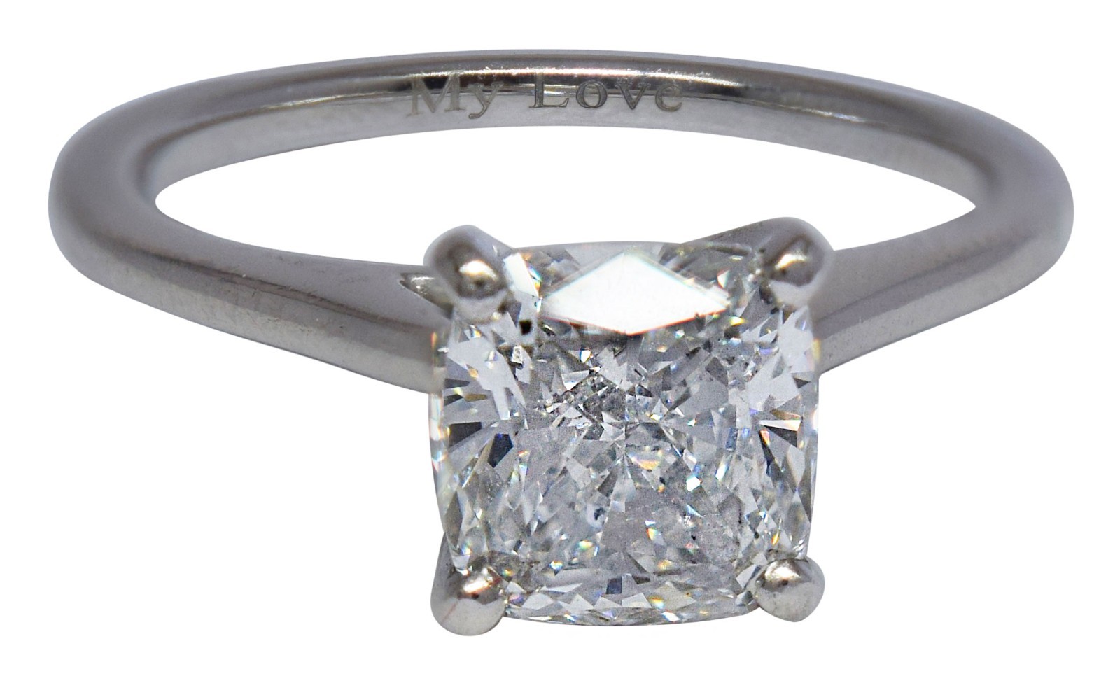 2.07 ct Cushion Cut Diamond Platinum Engagement Ring Size 5.5 + GIA 2.07 ct Cushion Cut Diamond Platinum Engagement Ring Size 5.5 + GIA