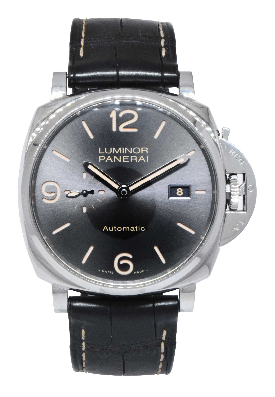 Panerai Luminor Due PAM 943 Steel Anthracite Grey Dial 45mm Watch +Box PAM00943