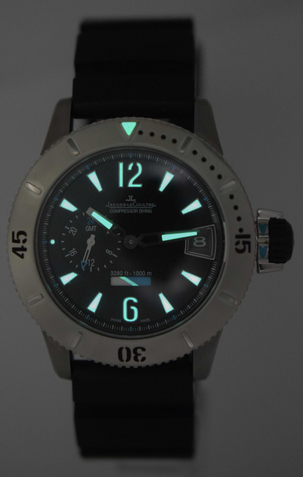 Jaeger Lecoultre Master Compressor Diving GMT Titanium Mens 44mm Watch 160.T.05