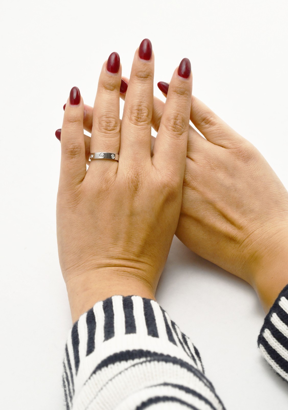 Cartier Love Ring 8 Diamonds 18k White Gold Small Band Size 51 B4050651 Cartier Love Ring 8 Diamonds 18k White Gold Small Band Size 51 B4050651