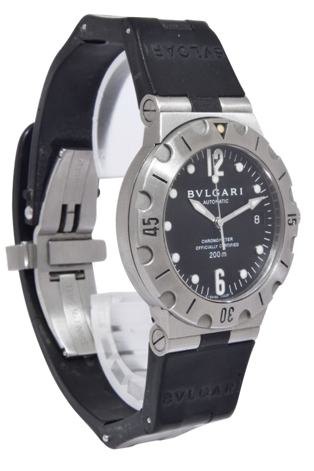 Bvlgari Diagono Scuba Steel Black Dial Mens 38mm Automatic Watch SD38S