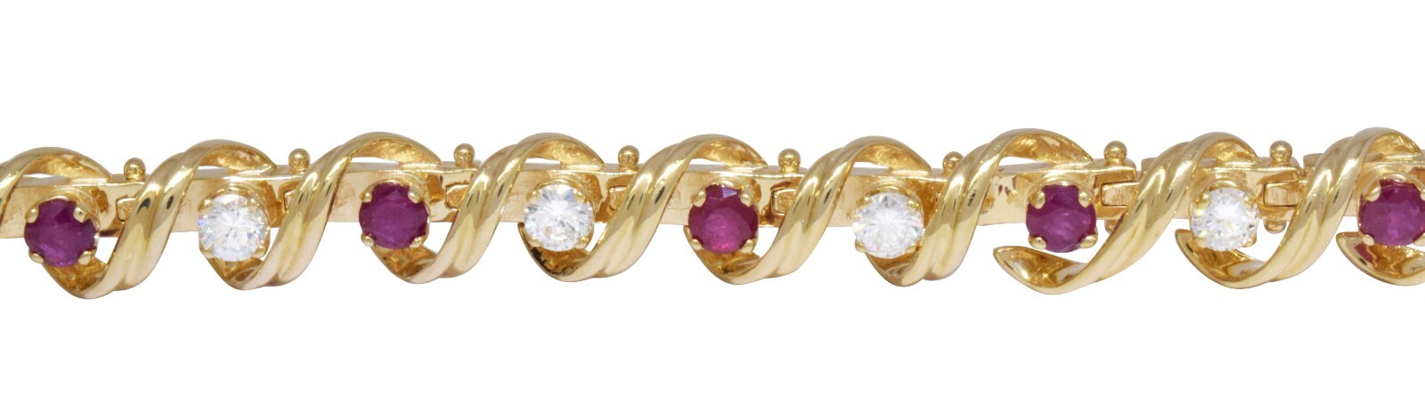 Tennis Bracelet 14k Yellow Gold with 2.20 CT Diamonds & 2.60 CT Rubies 7" Tennis Bracelet 14k Yellow Gold with 2.20 CT Diamonds & 2.60 CT Rubies 7"
