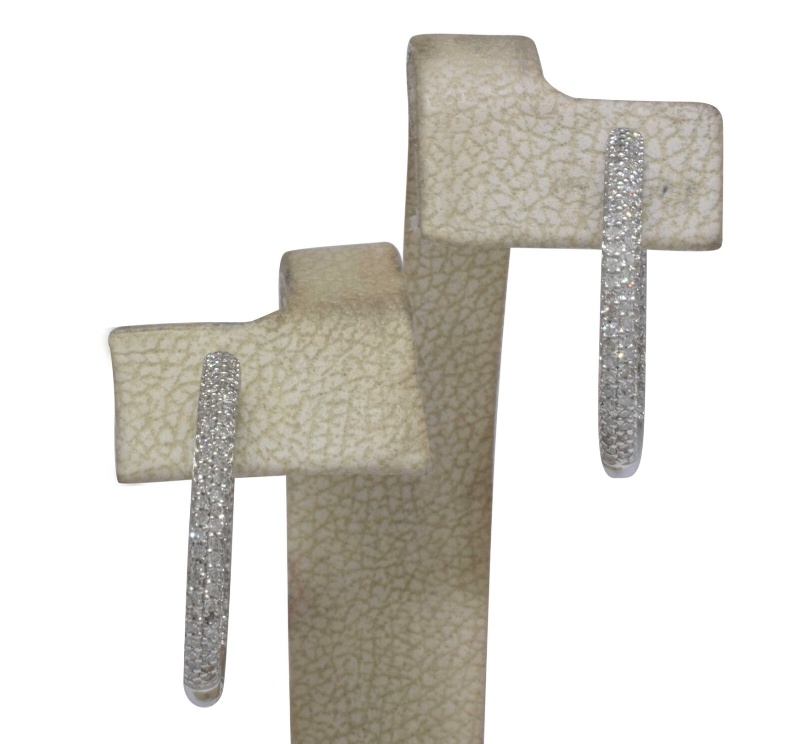 Ladies Diamond Hoop Earrings in 14k White Gold Ladies Diamond Hoop Earrings in 14k White Gold