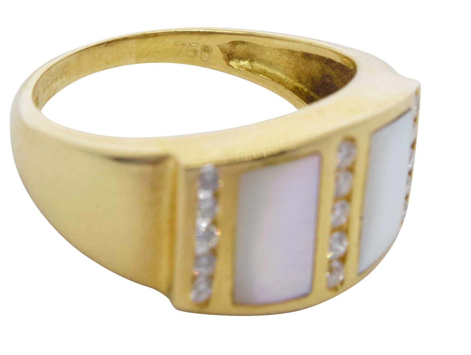 Ladies 18K Yellow Gold MOP and Diamond "Denior" Ring
