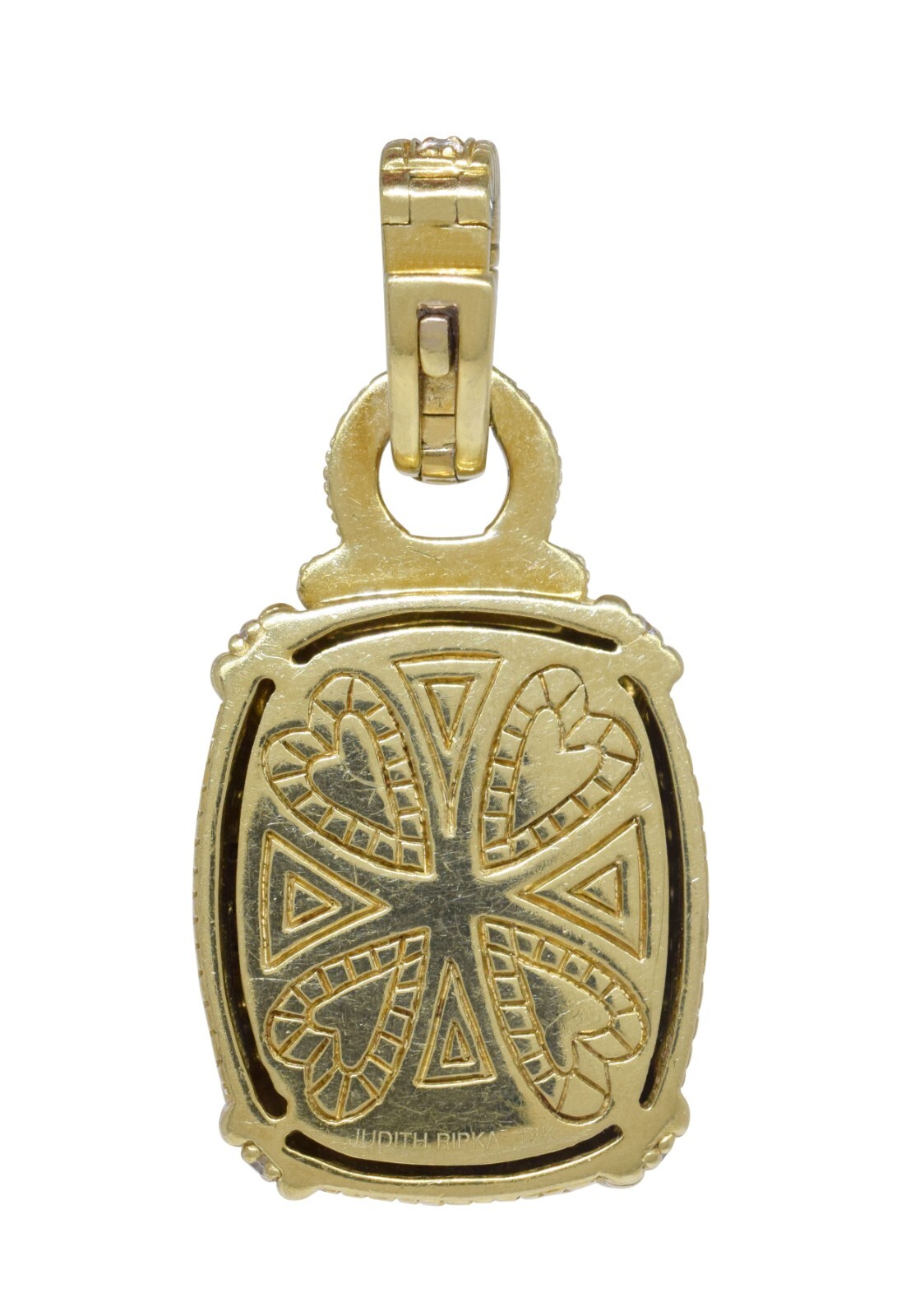 Judith Ripka 18k Yellow Gold Onyx Black & White Diamond Pendant