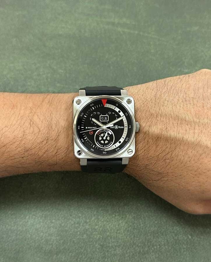 Bell & Ross BR 03-90 B-Rocket Steel Power Reserve Mens 42mm Watch B/P BR0390