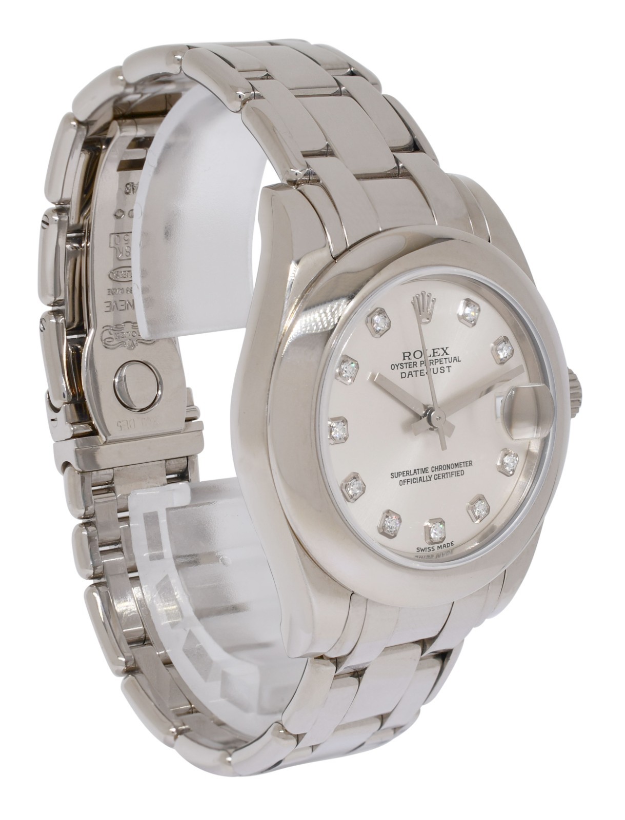 Rolex Datejust Pearlmaster 18k White Gold Diamond Dial Ladies 34mm Watch Y 81209