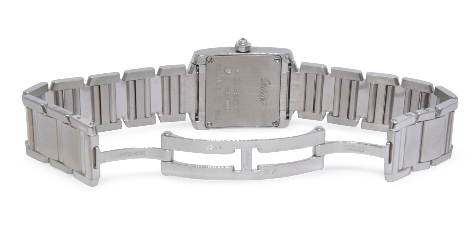 Cartier Tank Francaise Small 18k White Gold Diamond Ladies Watch WE1002S3 2403
