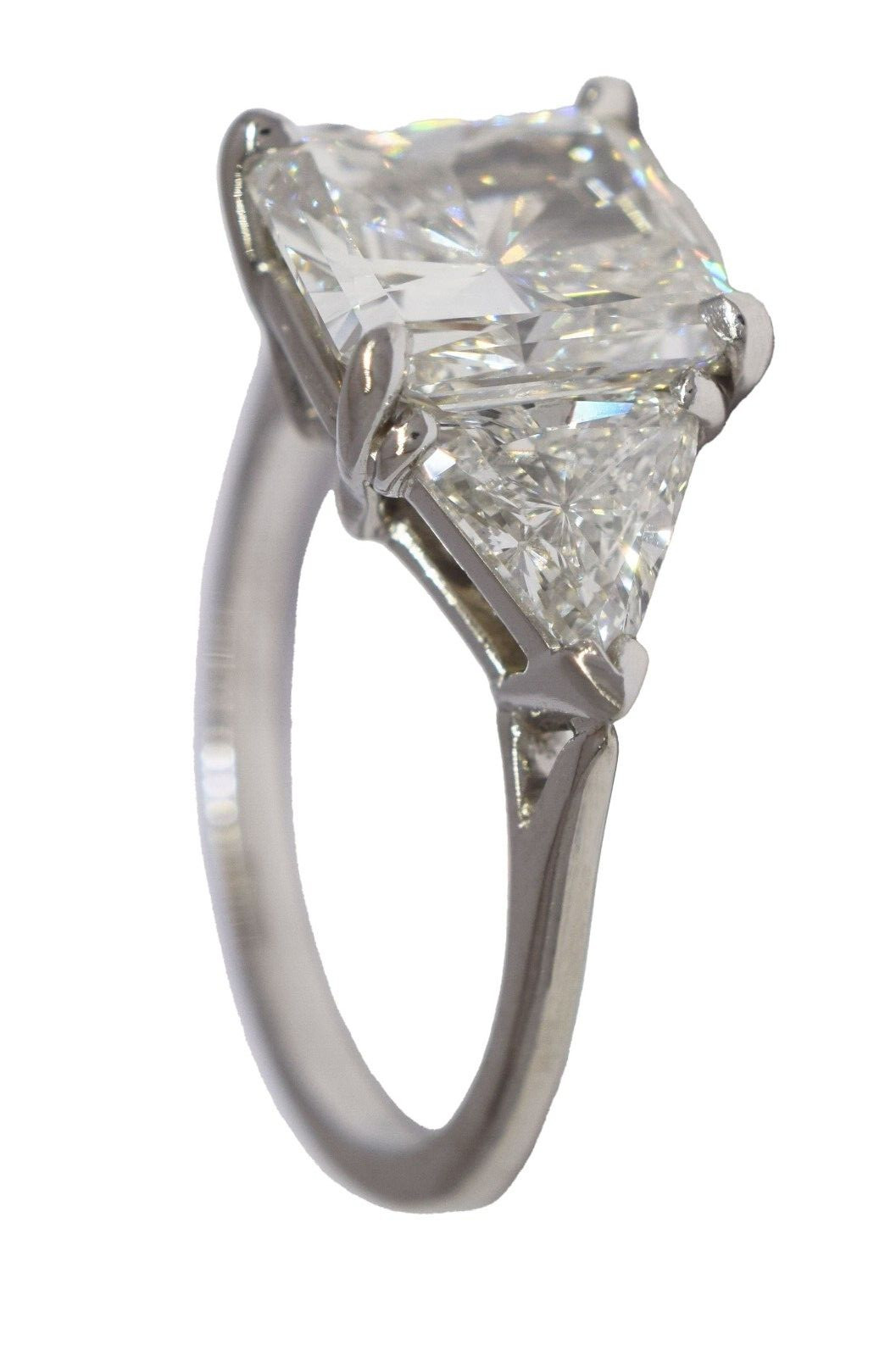 Cartier 3.40 ct Radiant-Cut Diamond Three-Stone Engagement Ring S. 6.5 +GIA