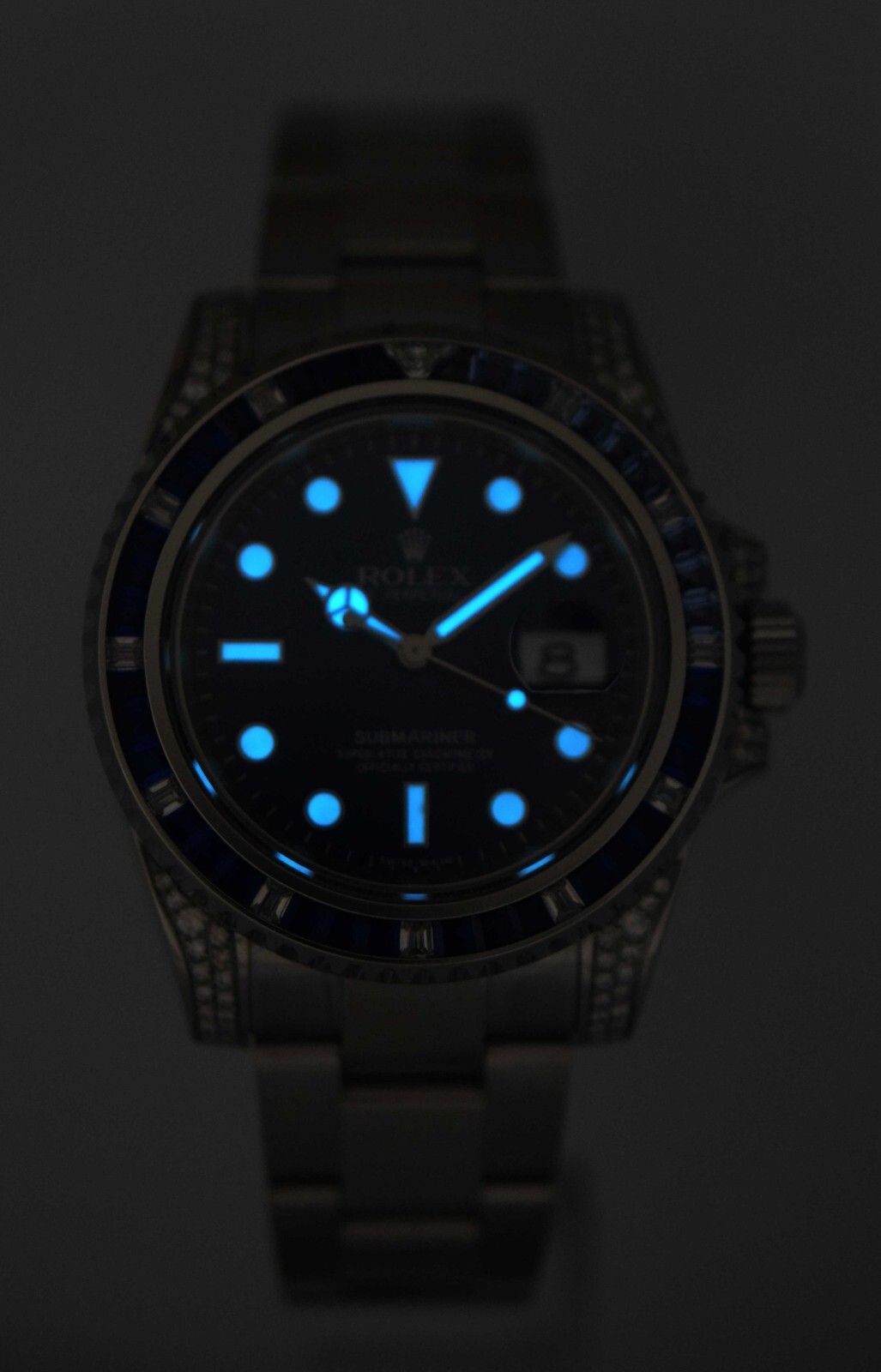 Rolex Submariner Date Steel Blue Dial Diamond & Sapphire Watch 116610
