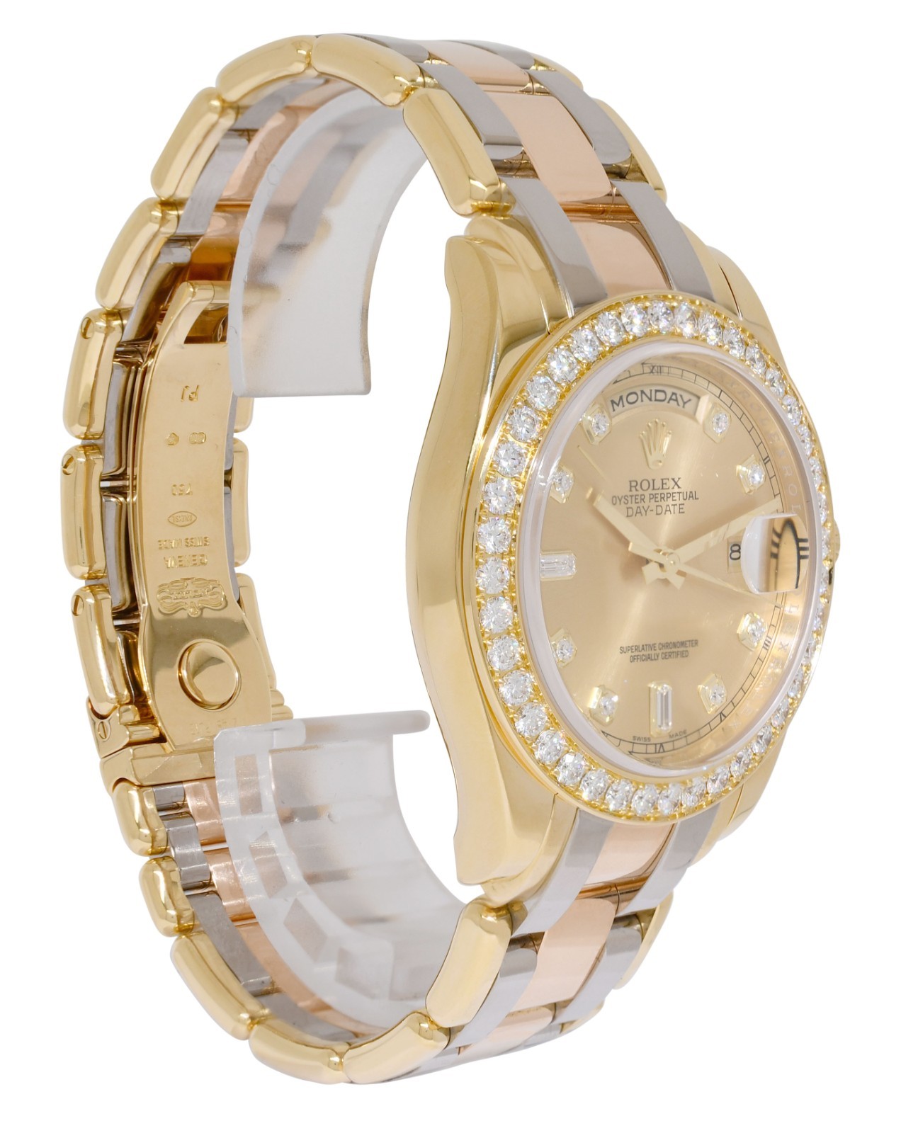 Rolex Masterpiece Tridor 18k Tri Gold Diamond Dial/Bezel Mens 39mm Watch V 18948