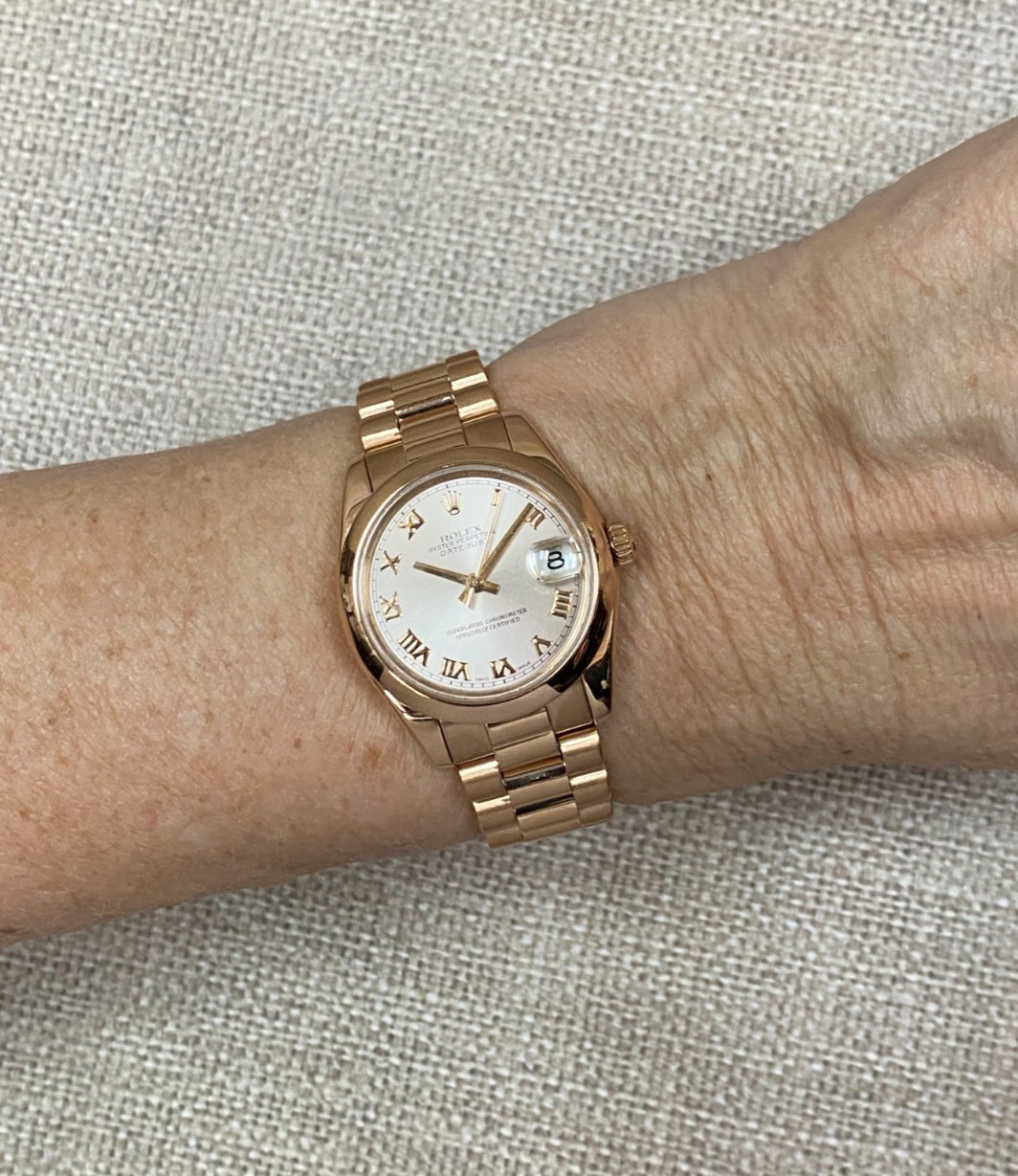 Rolex Datejust President 18k Rose Gold Pink Dial Ladies 31mm Watch Y 178245