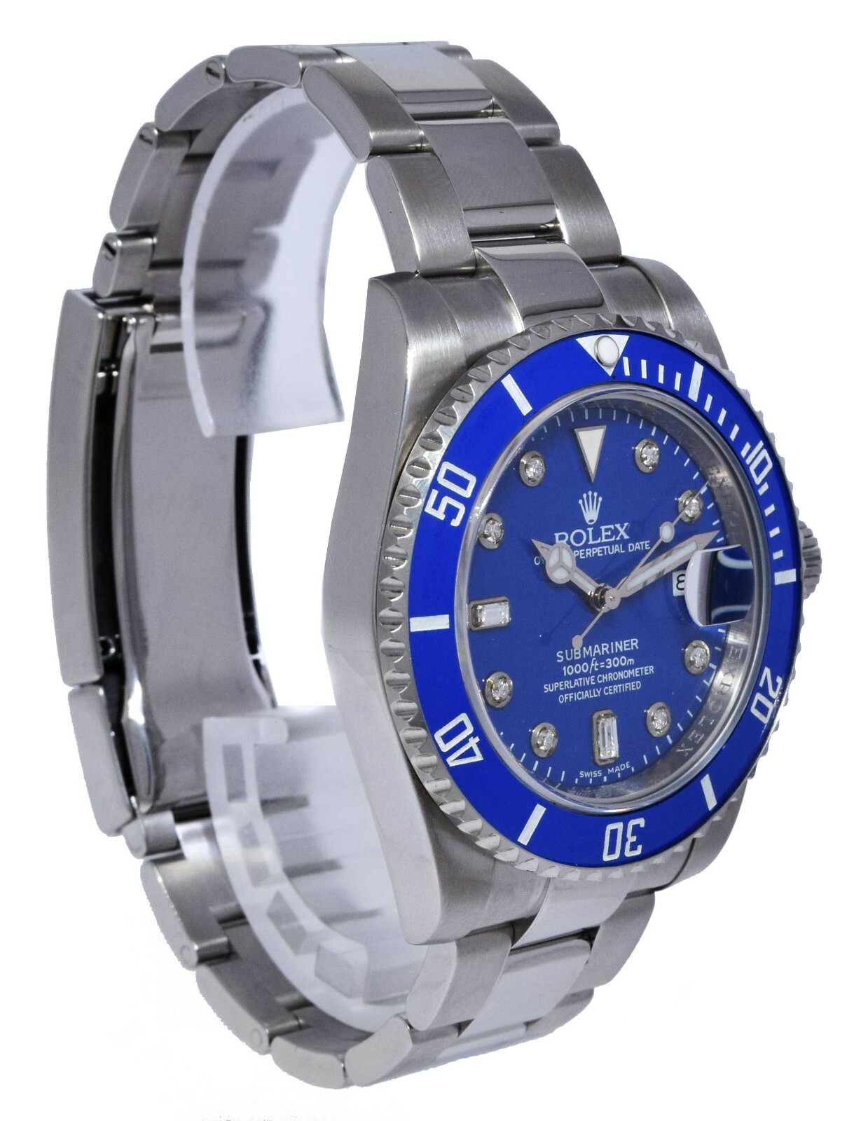 Rolex Submariner Date Stainless Steel /Ceramic w/Blue Diamond Dial 116610