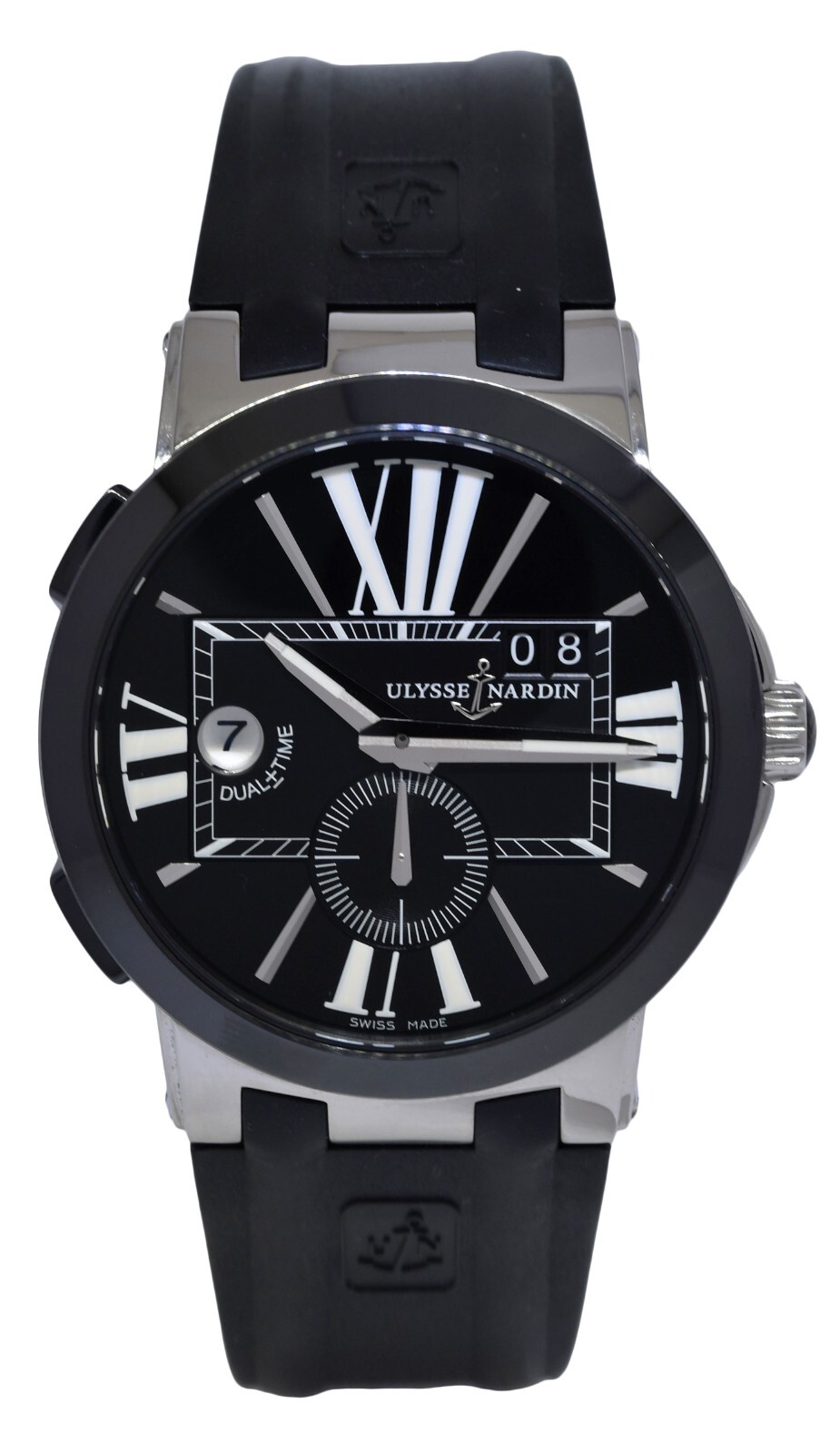 Ulysse Nardin Executive Dual Time Steel & Ceramic Mens 43mm Watch B/P 243-00