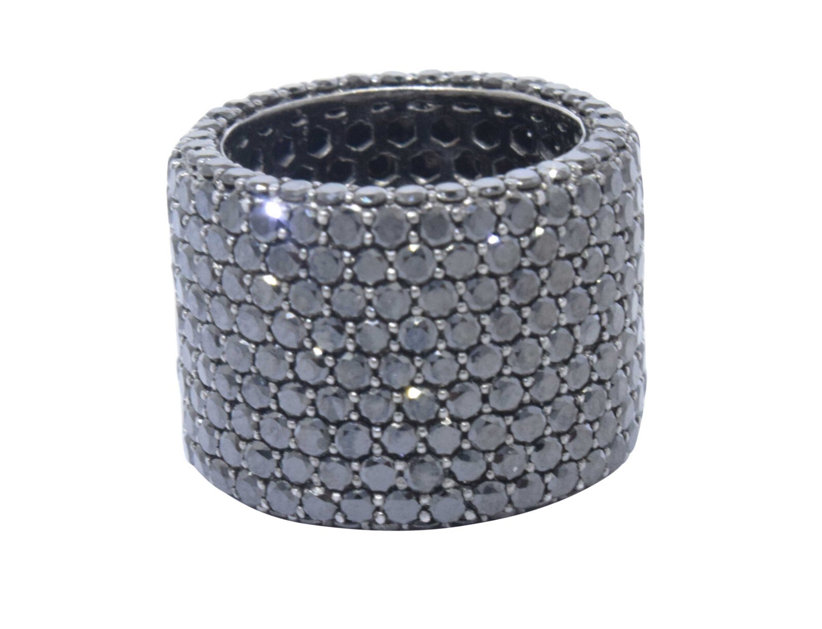 11.00 Carat Black Diamond in 14k White Gold Ring Size 4.5