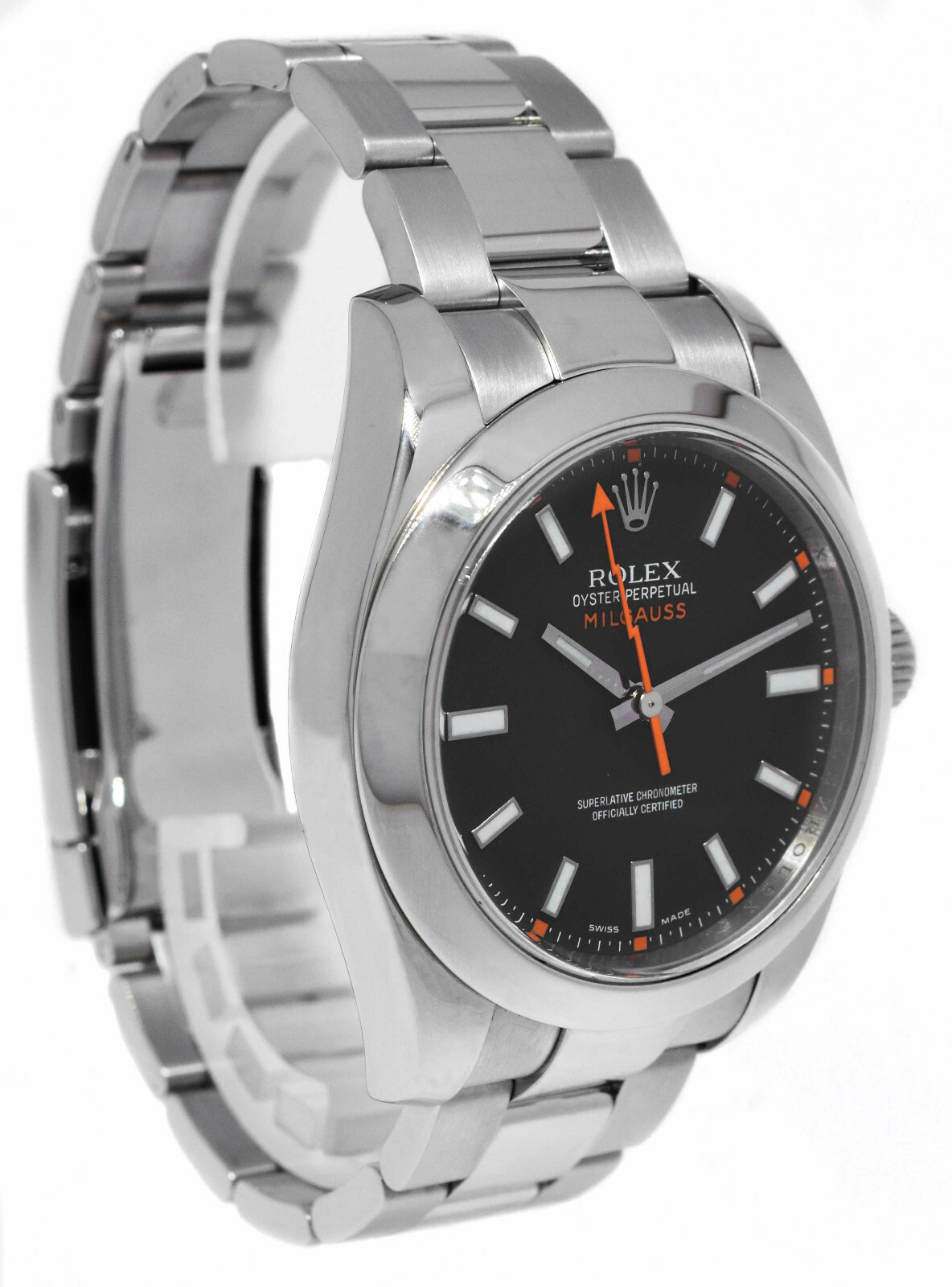 Rolex Milgauss Stainless Steel Black Dial Oyster Bracelet Watch M B/P 116400